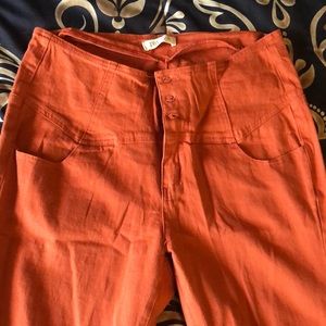 High wasted burnt orange pants